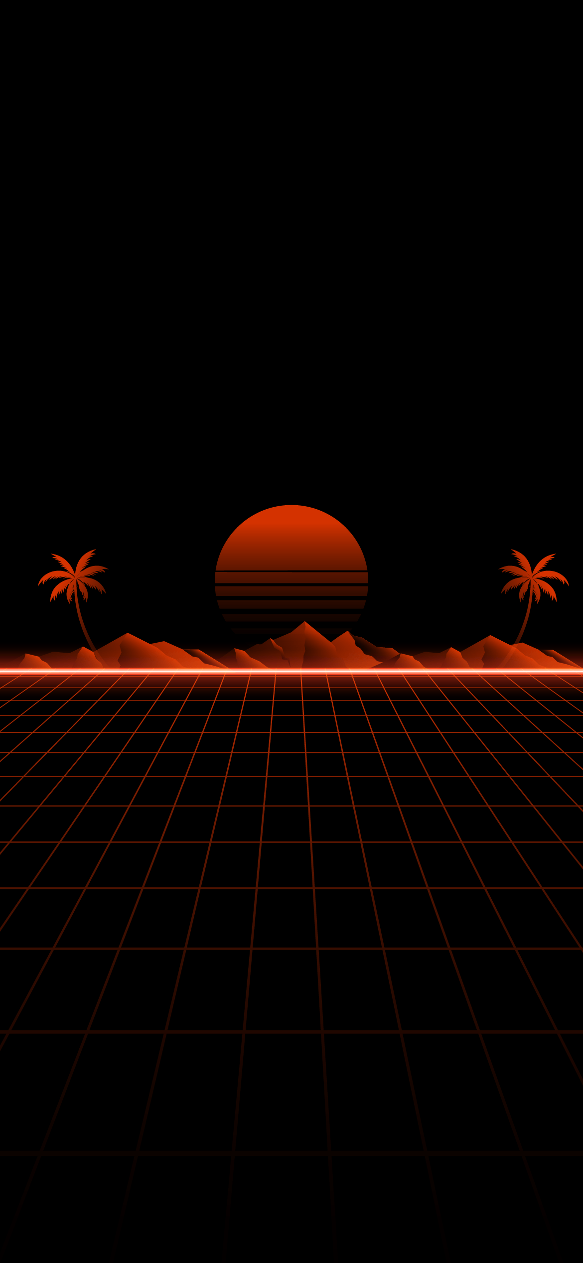 Amoled synth wave landscape wallpaper