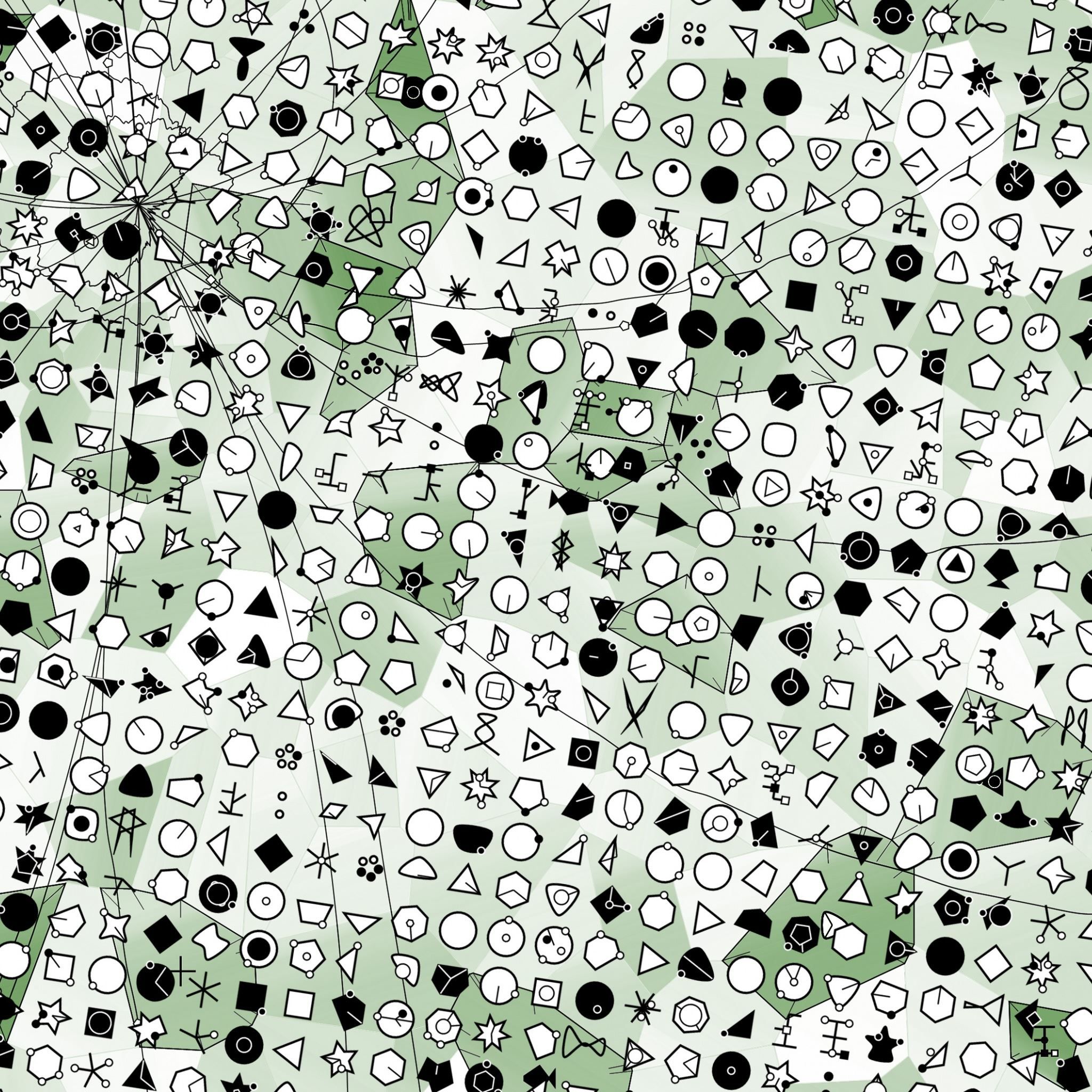 A complex pattern of small shapes and lines - Green