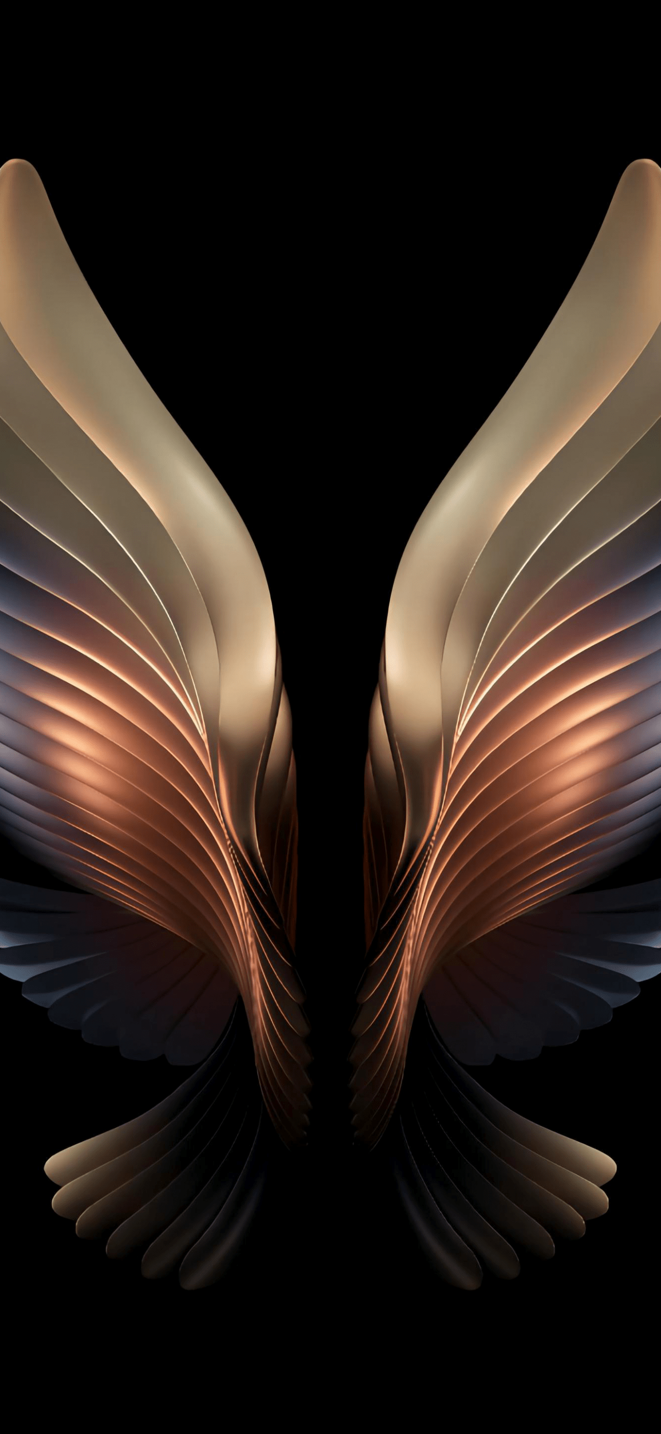 Samsung Galaxy W22 Wallpaper 4K, Wings, Black background, Abstract