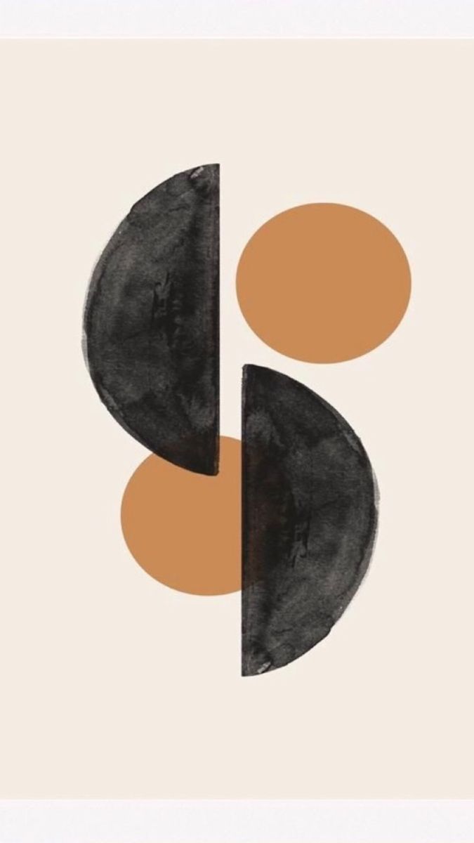 IPhone wallpaper with abstract shapes in black, brown and white. - Modern
