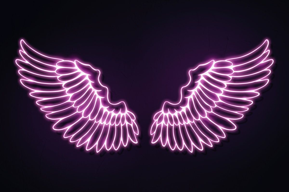 Neon wings on a black background - Wings