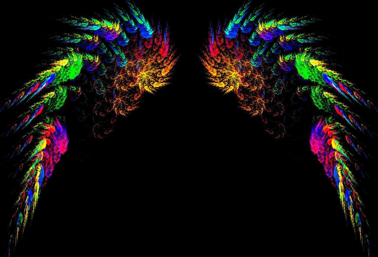 A pair of rainbow colored wings on black background - Wings
