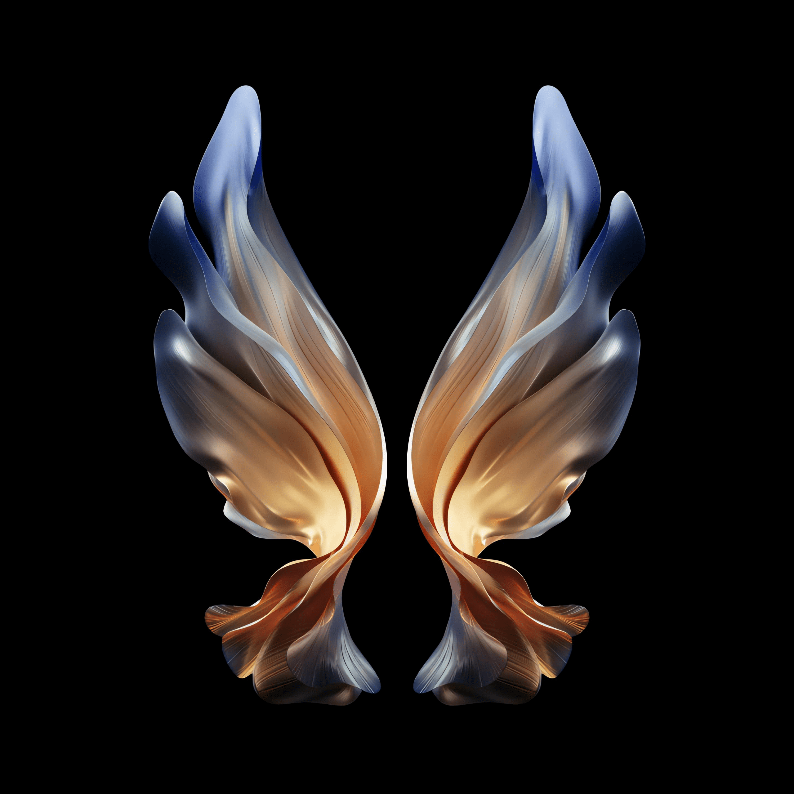 Samsung Galaxy W22 Wallpaper 4K, Wings, Black background, Abstract