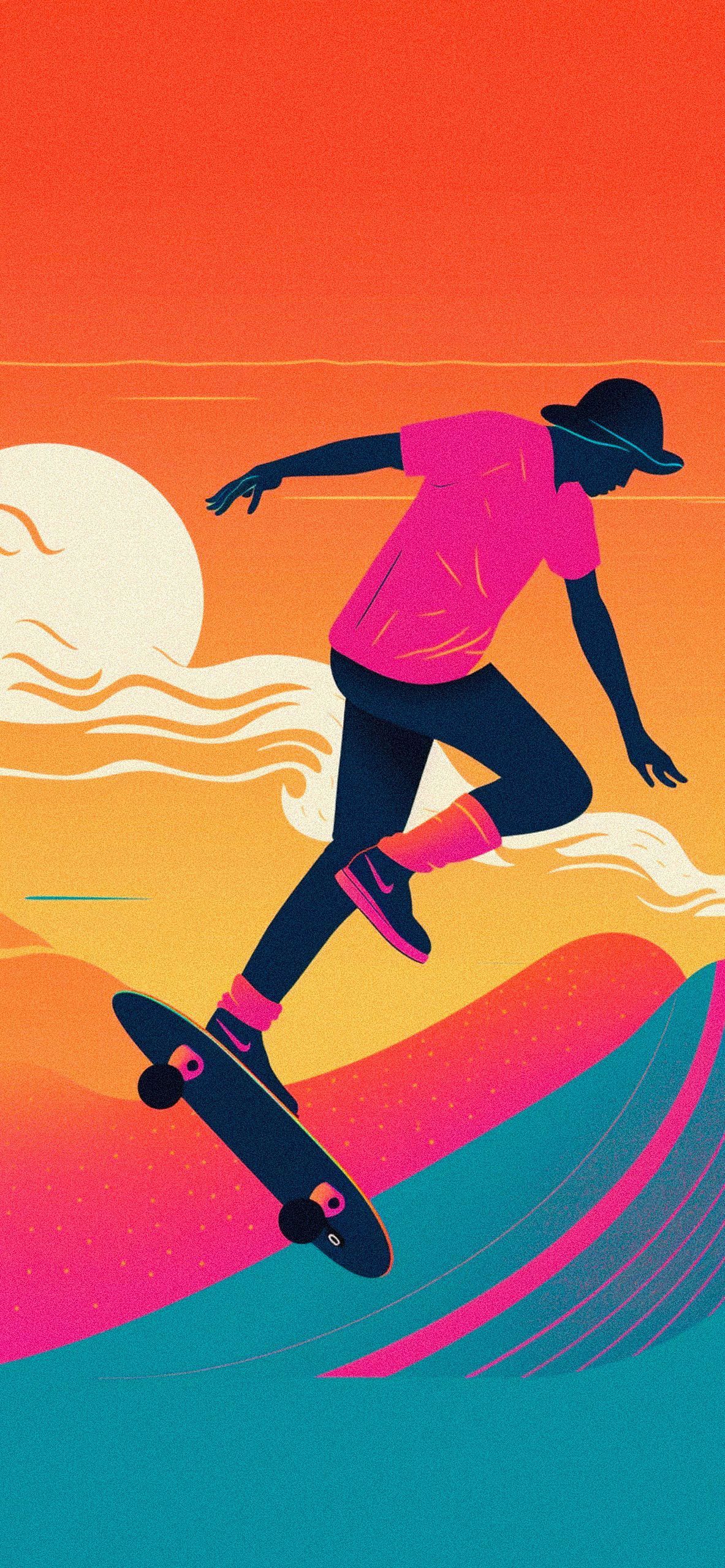 Skateboarder & Sunset Aesthetic Wallpaper