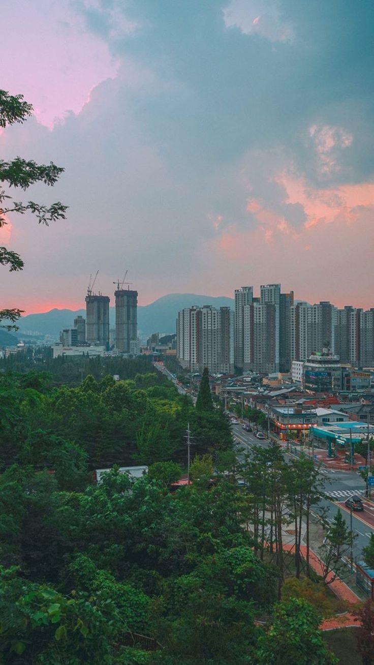 A city skyline with trees and buildings - Seoul
