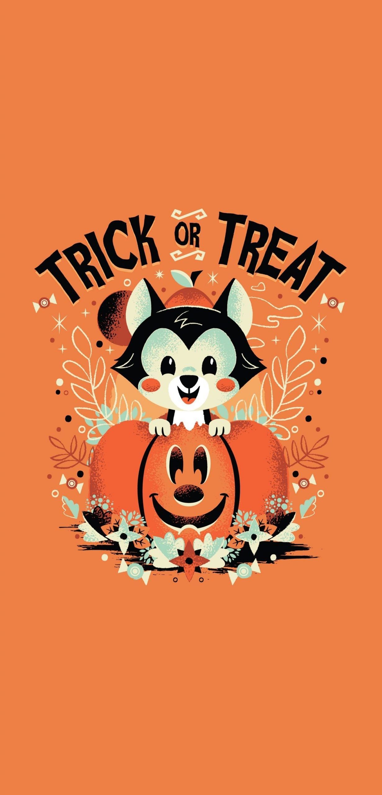 Trick or Treat Halloween wallpaper with a cute kitty - Cute Halloween