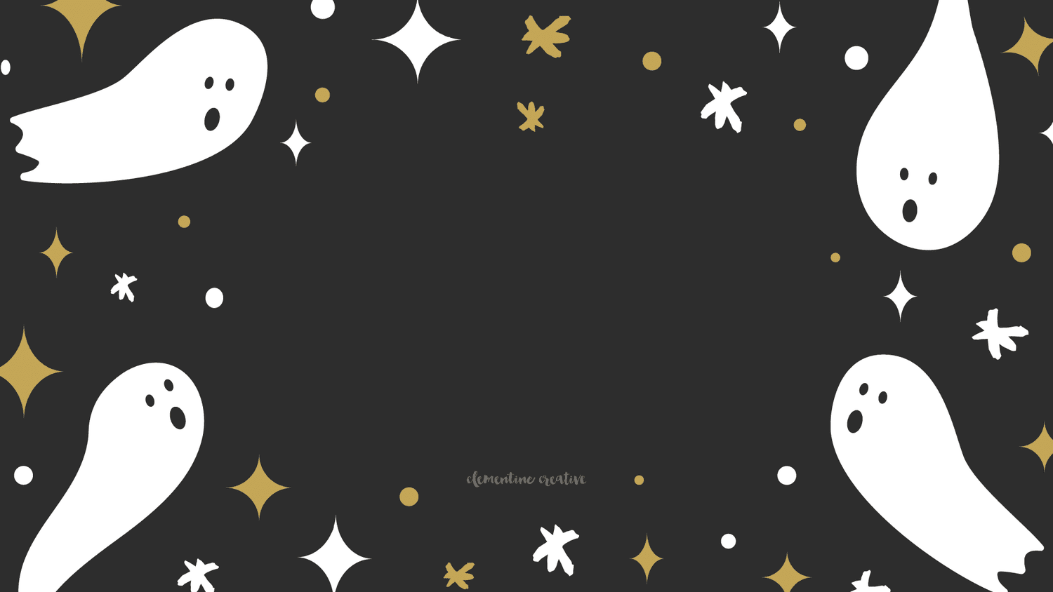A black background with white ghost and stars - Halloween desktop