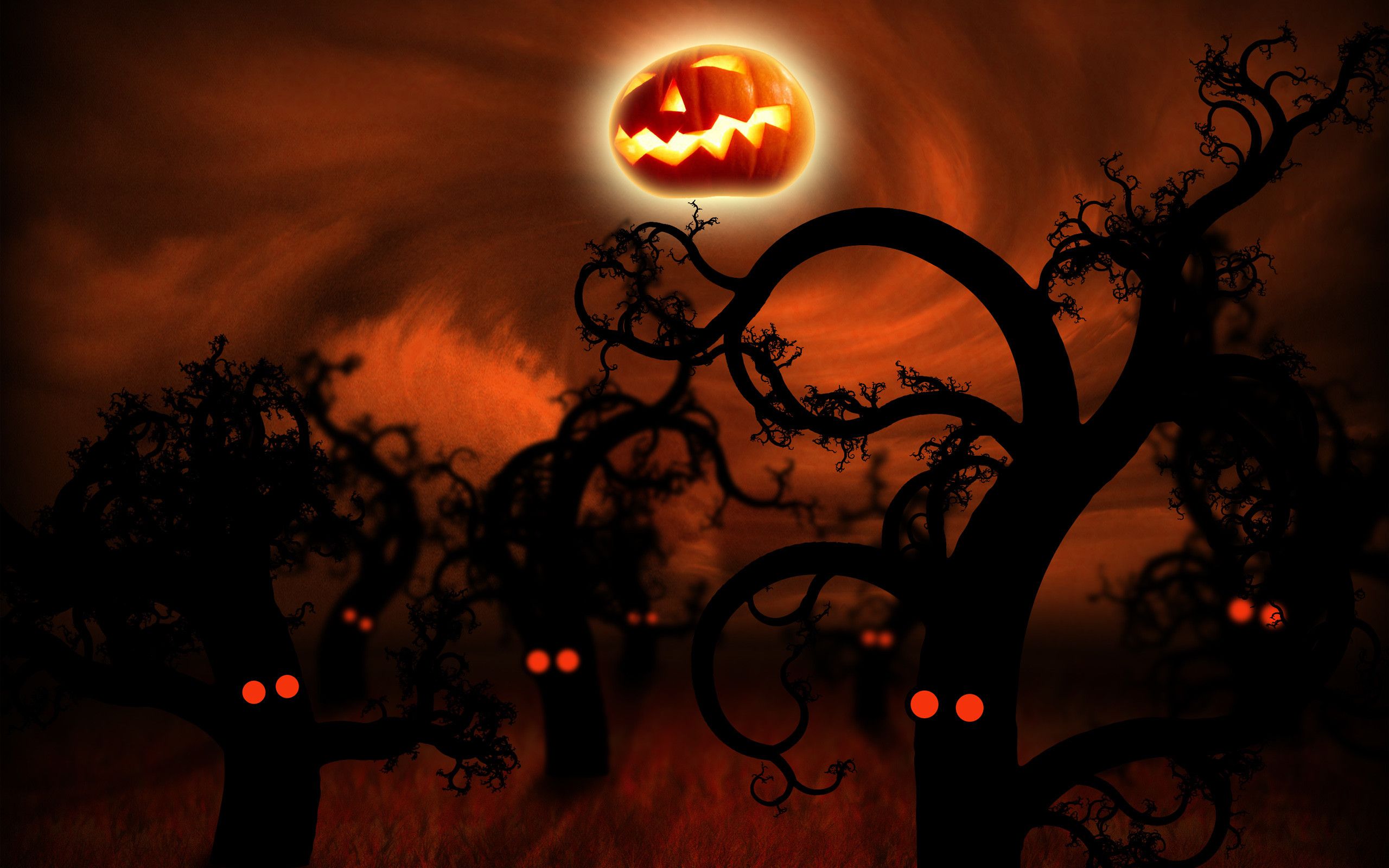 Halloween background with a pumpkin on the moon - Halloween desktop