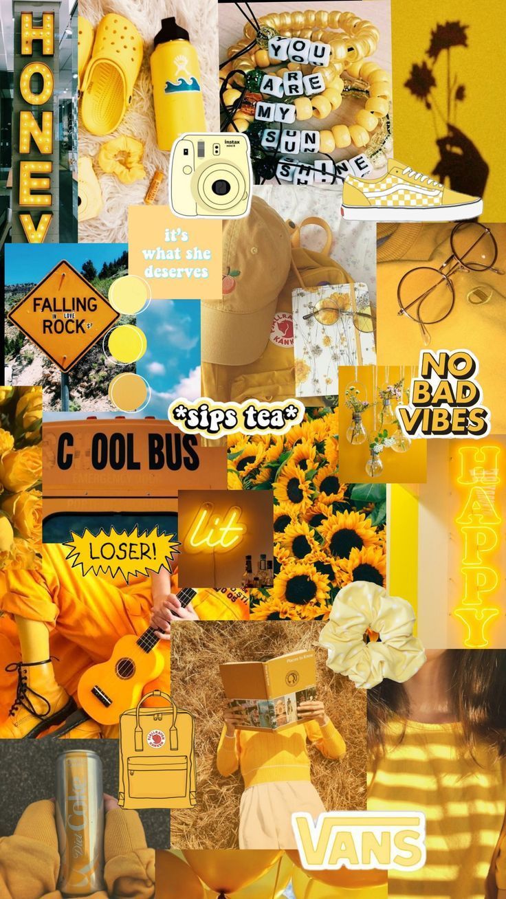 Free download Aesthetic Yellow Collage Wallpaper iPhone wallpaper yellow [736x1308] for your Desktop, Mobile & Tablet. Explore Yellow Aesthetic Cat Wallpaper. Aesthetic Wallpaper, Emo Aesthetic Wallpaper, Goth Aesthetic Wallpaper