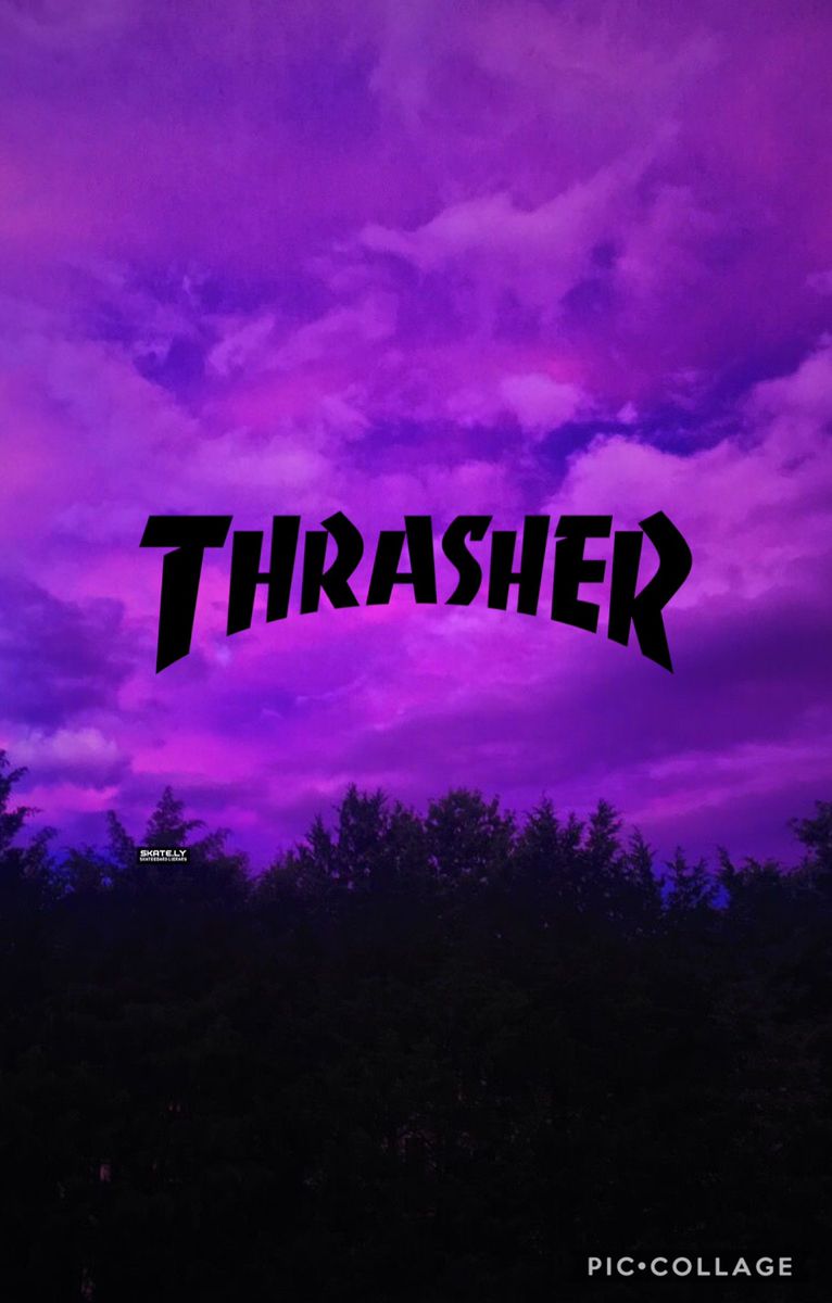 A purple sky with the word thrasher on it - Thrasher