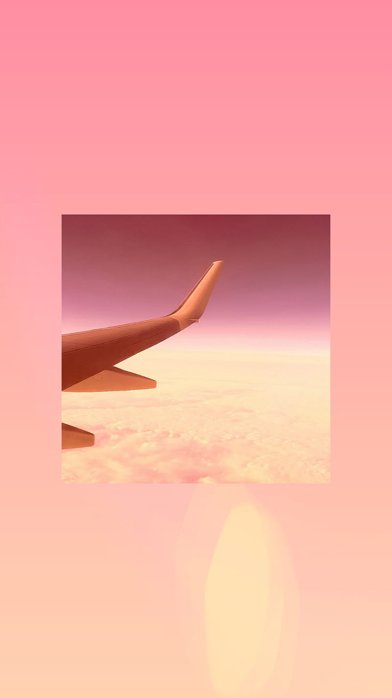 Pink airplane ombre, aesthetic, clouds, edit, flight, nostalgia, original, sky, HD phone wallpaper