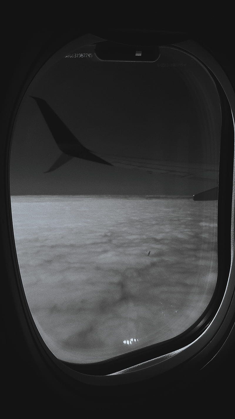 Flight, aesthetic, airplane, black, clouds, lofi, plane, planes, white, window, HD phone wallpaper