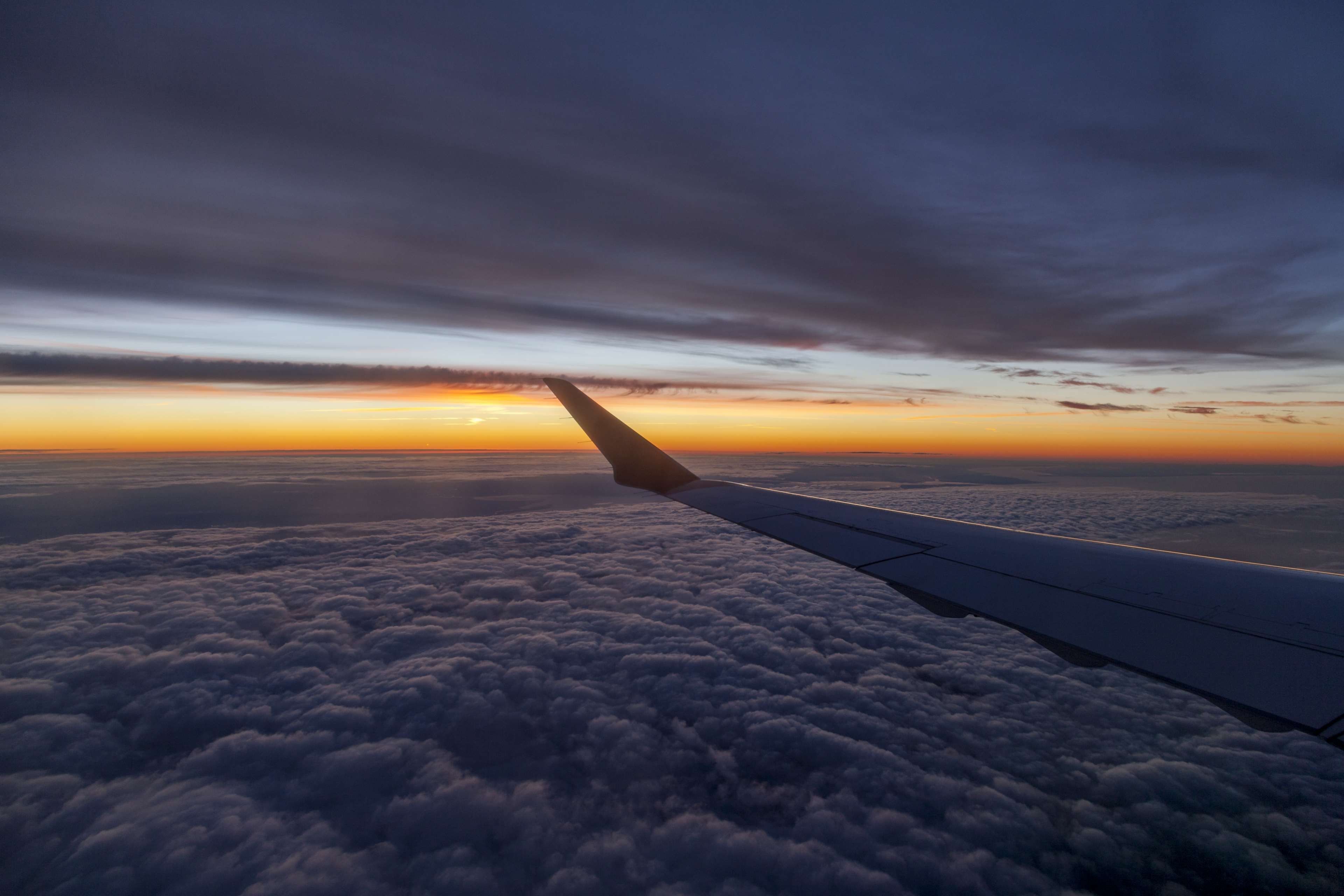 aircraft wing, airplane, cloud, sunset 4k Gallery HD Wallpaper
