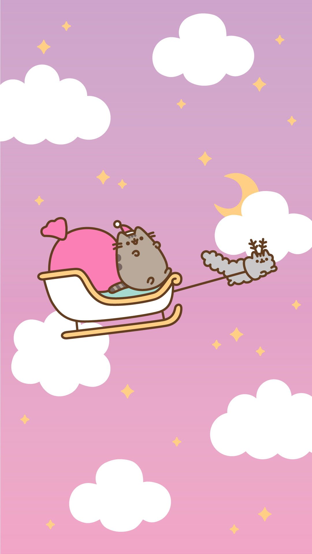 A cat riding in the sky on top of clouds - Pusheen