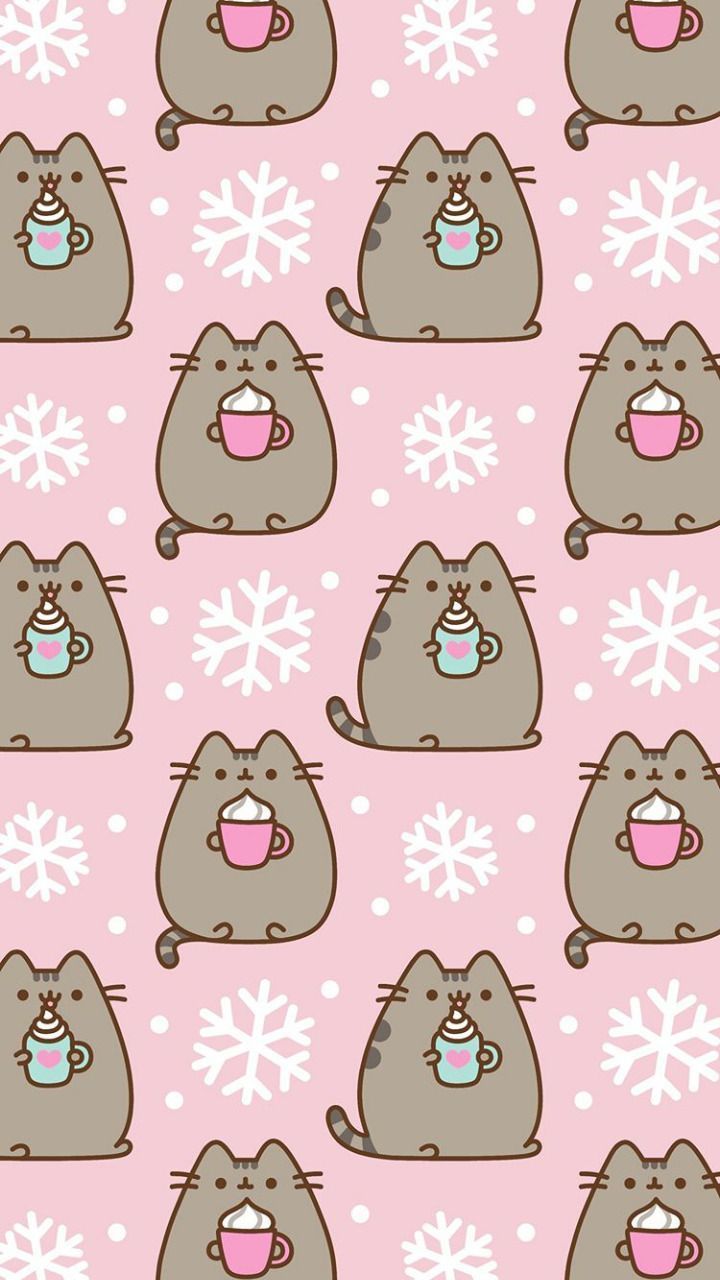 Pusheen christmas pattern by kittycat123 on spoonflower - Pusheen, winter