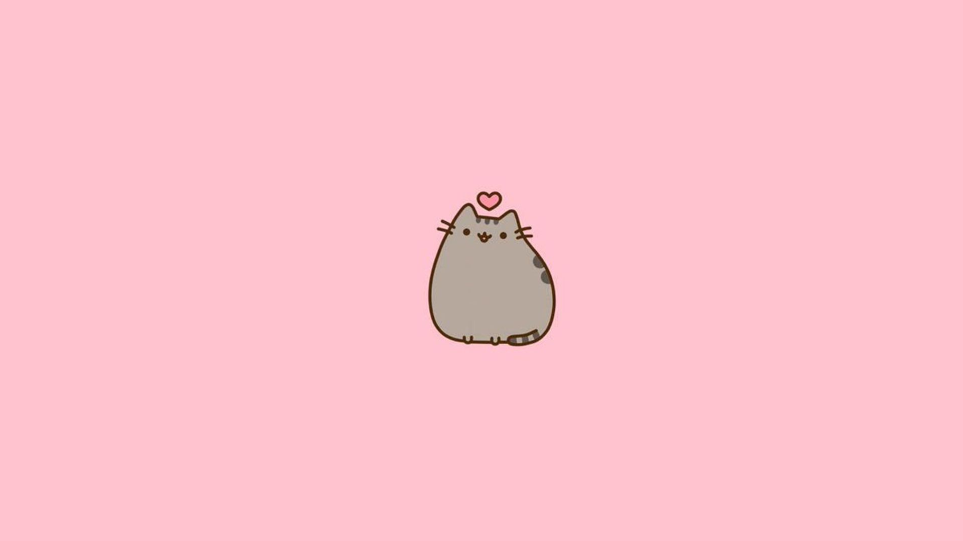 A cute cat with heart on pink background - Pusheen