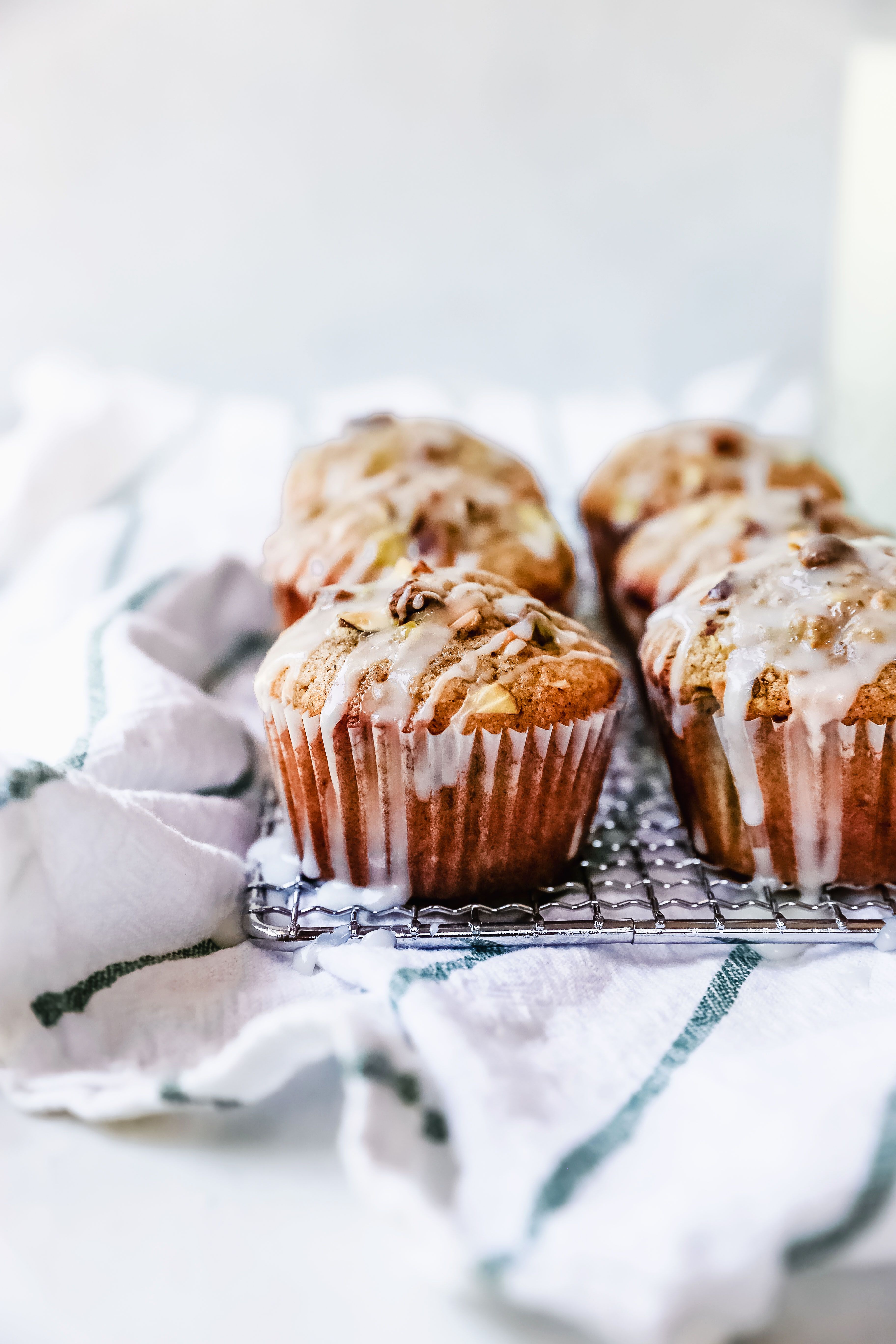 Pistachio Chai Muffins with Lemon Glaze