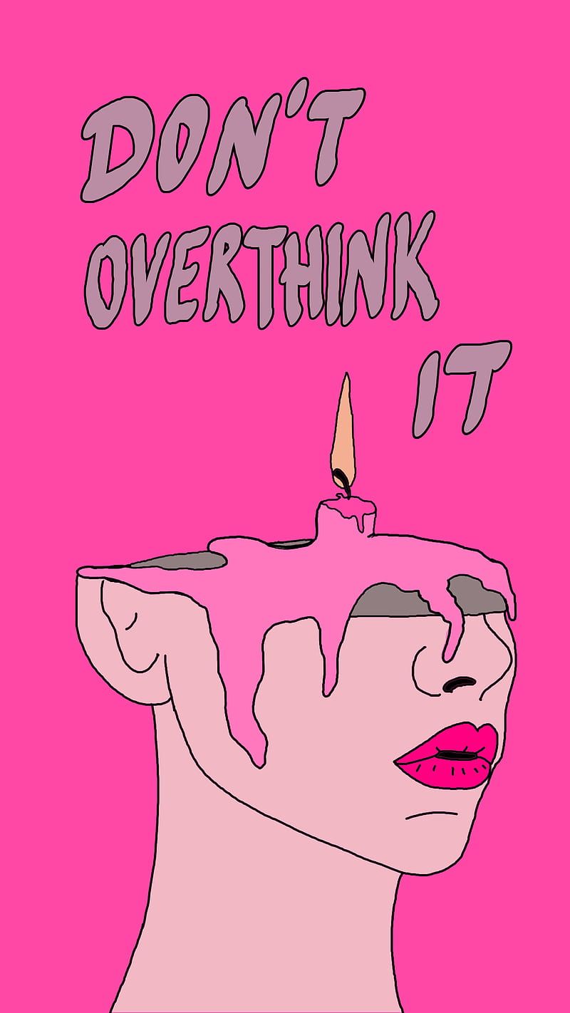 Don't overthink it, all pink, color, head, mental health, pink, pink color, pop art, HD phone wallpaper