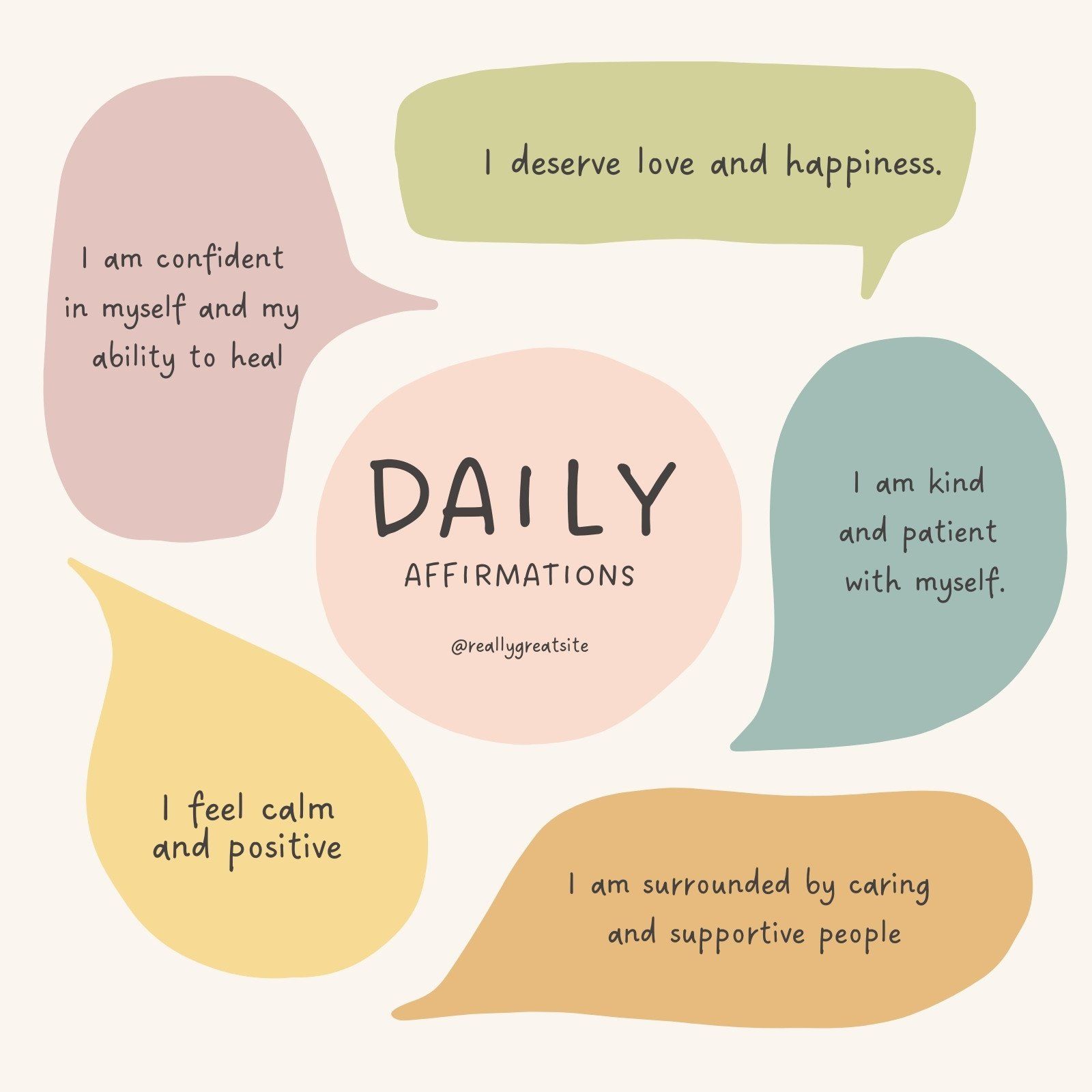 An image of a daily affirmations list - Mental health