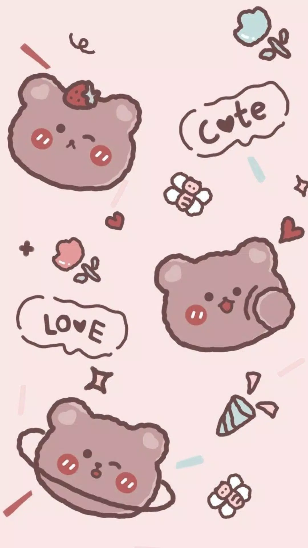 Cute kawaii wallpaper with bears and hearts - Kawaii