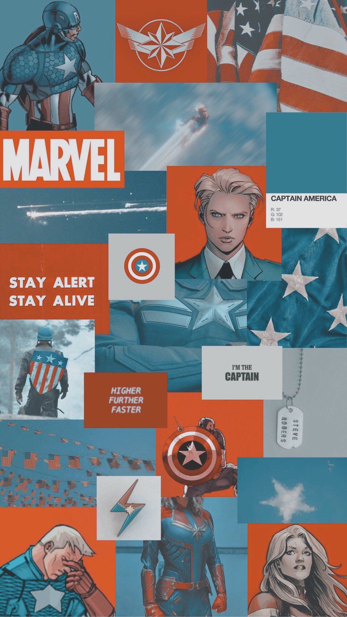 A collage of marvel characters and images - Captain America