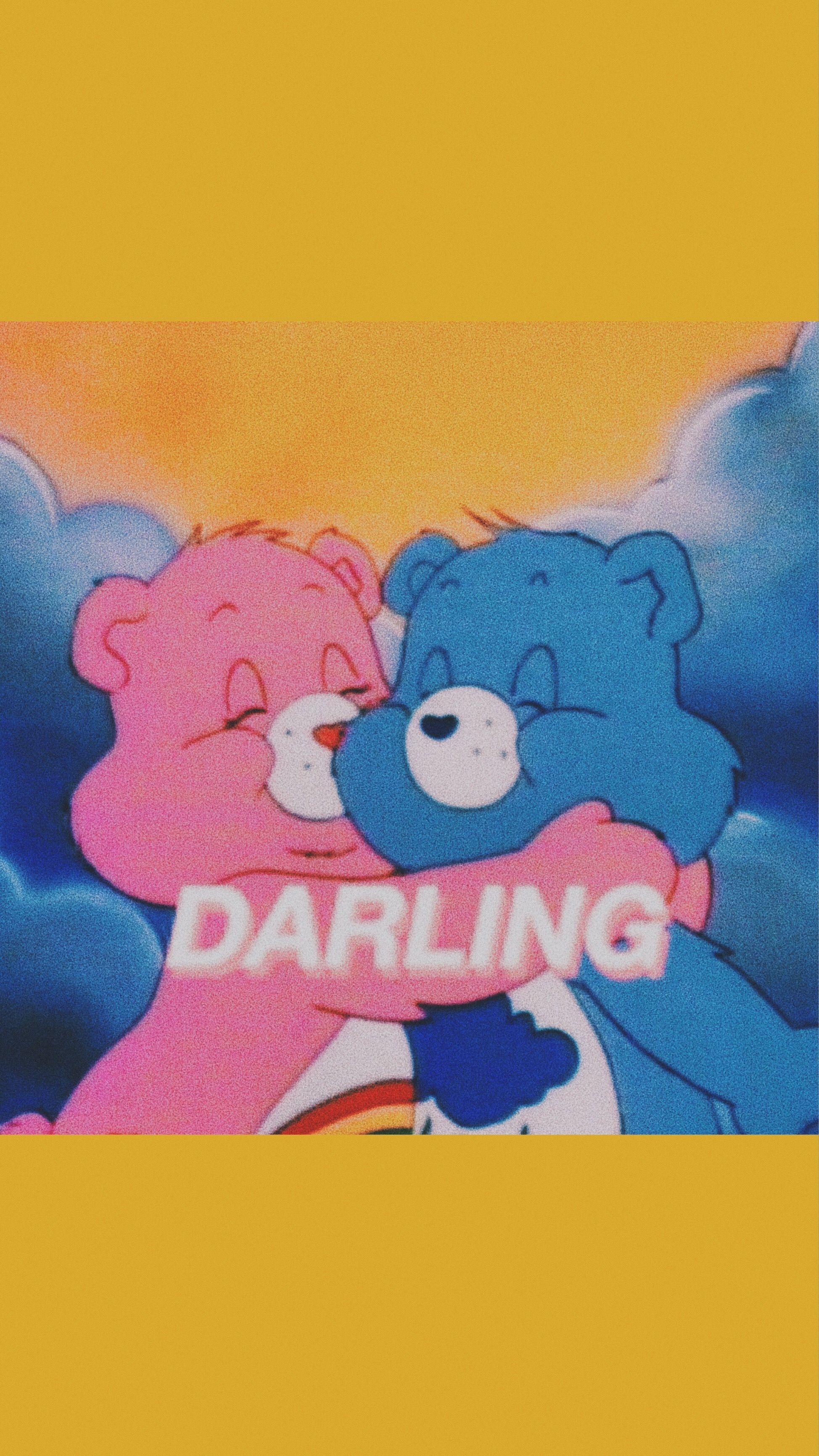 A poster of two teddy bears hugging - Care Bears