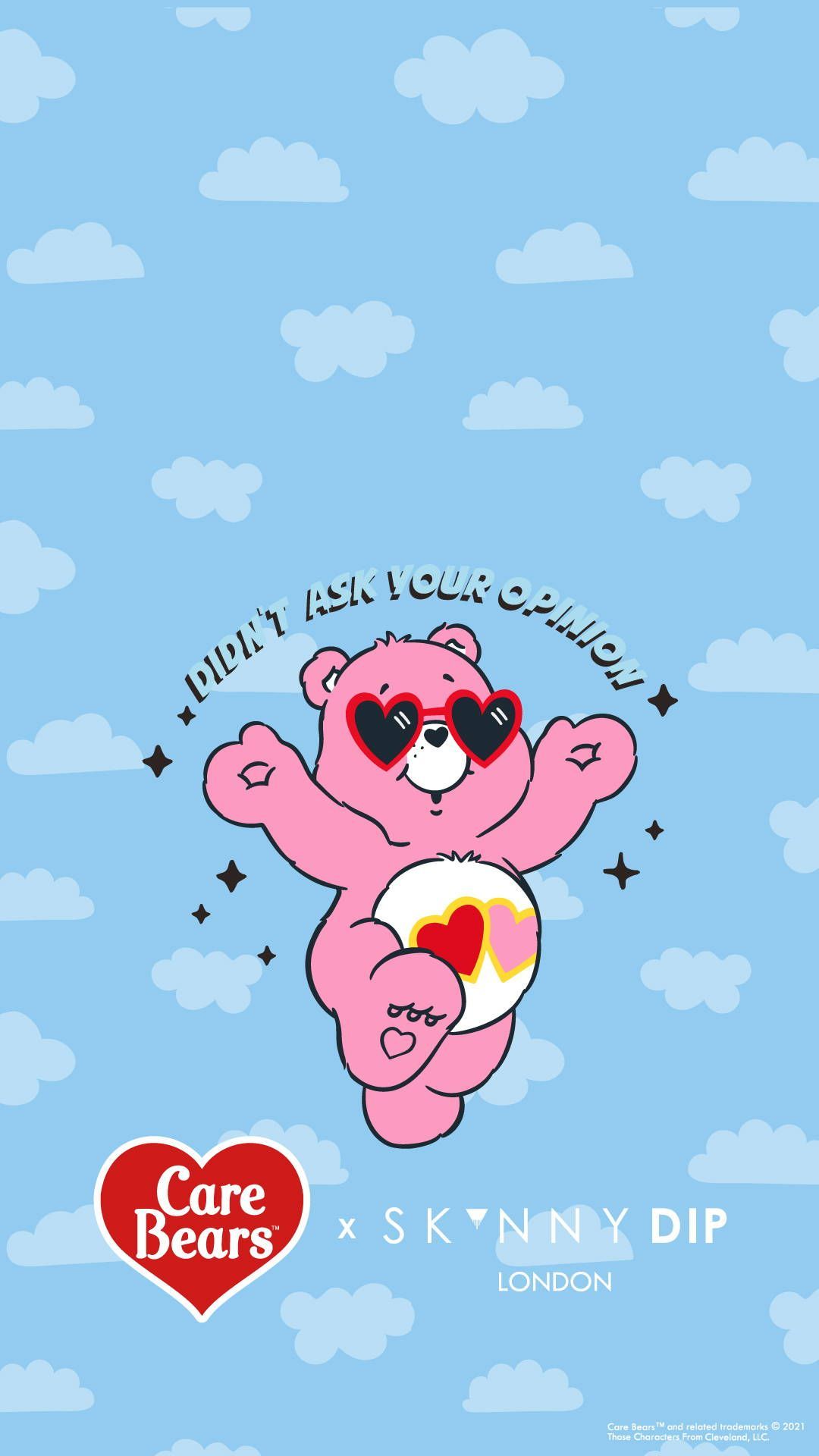 IPhone wallpaper with a pink bear wearing sunglasses - Care Bears