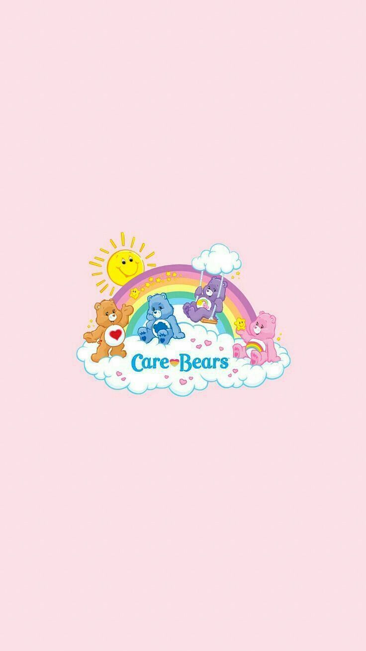 A pink background with the words care bear - Care Bears