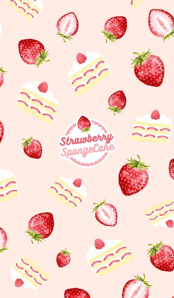 Let's fill your theme with strawberry sponge cake. Fruit wallpaper, Cake wallpaper, Aesthetic iphone wallpaper