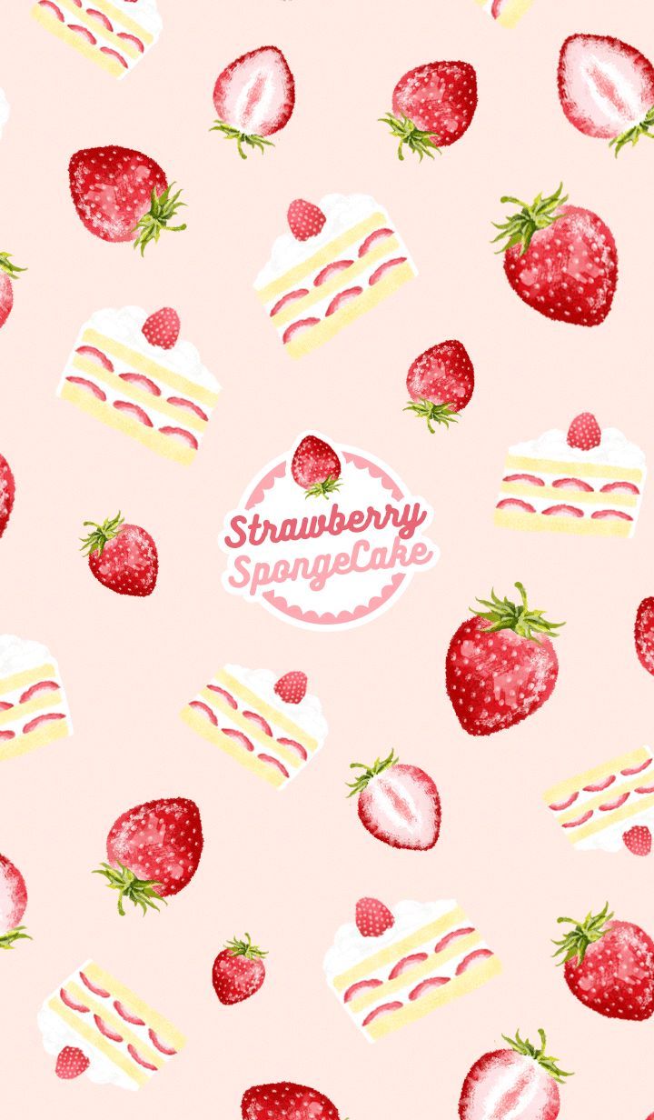 A pattern of strawberry shortcake on pink background - Cake