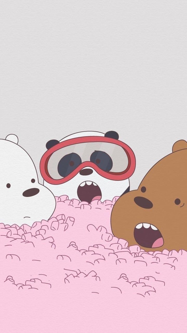 A cartoon bear is laying on top of another one - We Bare Bears