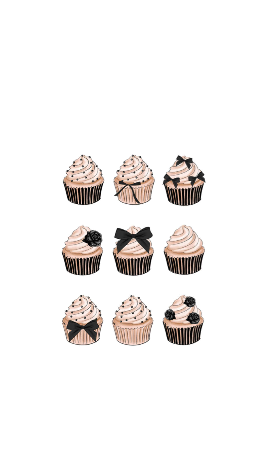 A set of cupcakes with black bows on them - Cake