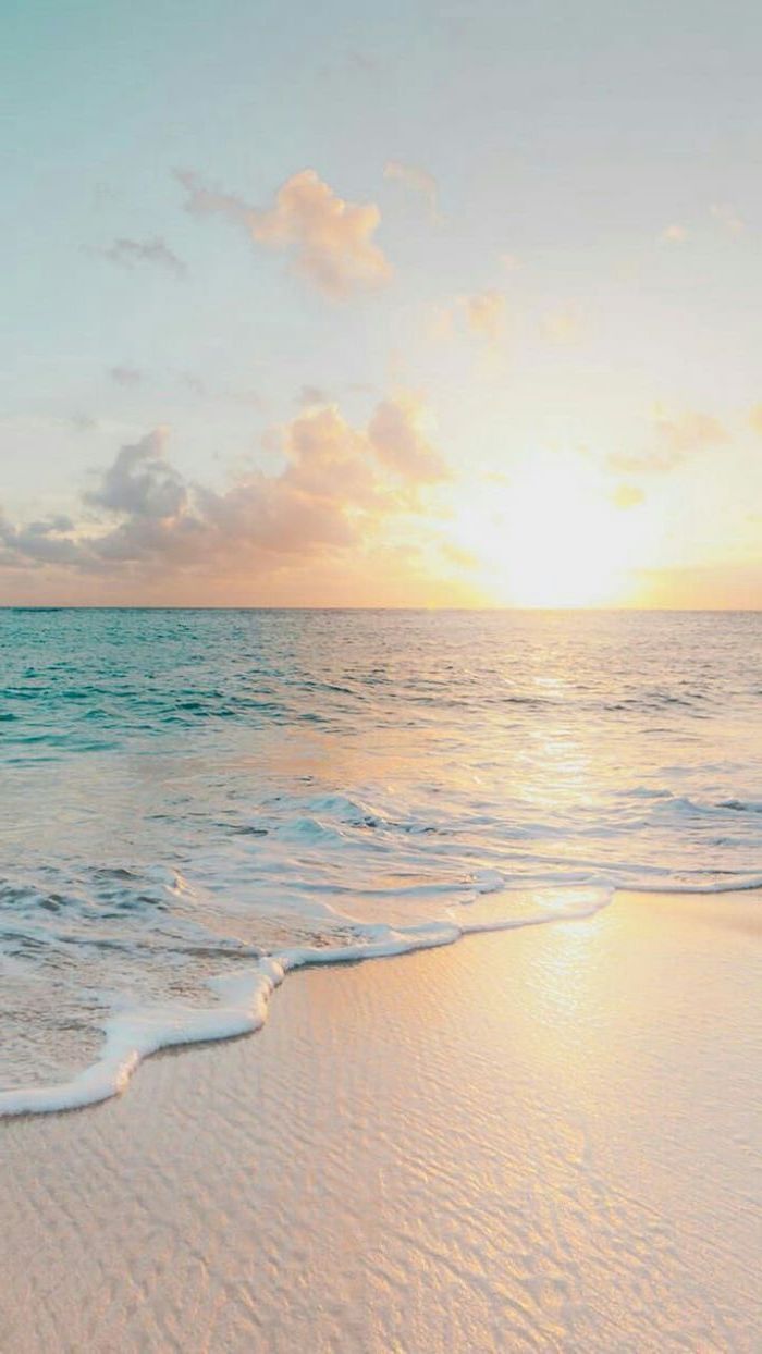 Sunset over the ocean, cute backgrounds for girls, white sand beach - Beach