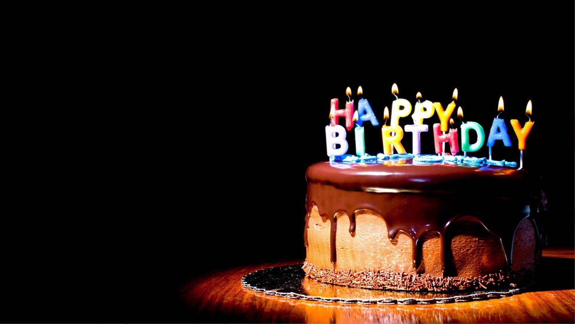 Download Aesthetic Happy Birthday Chocolate Cake Wallpaper