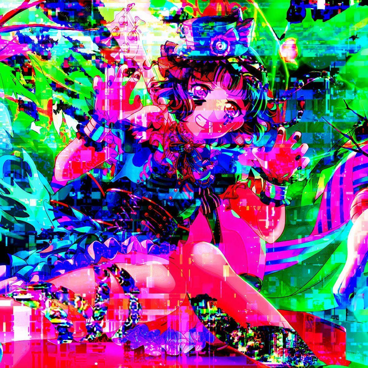 A colorful picture of anime characters - Glitchcore