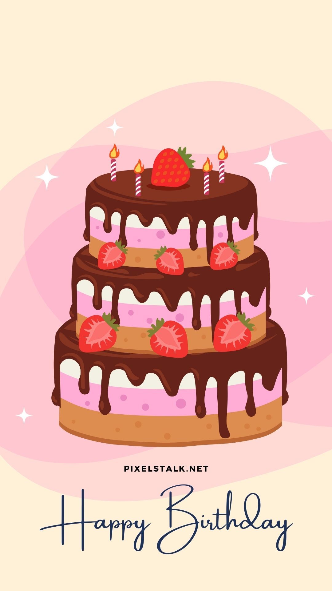 A birthday cake with strawberries and candles - Cake, birthday