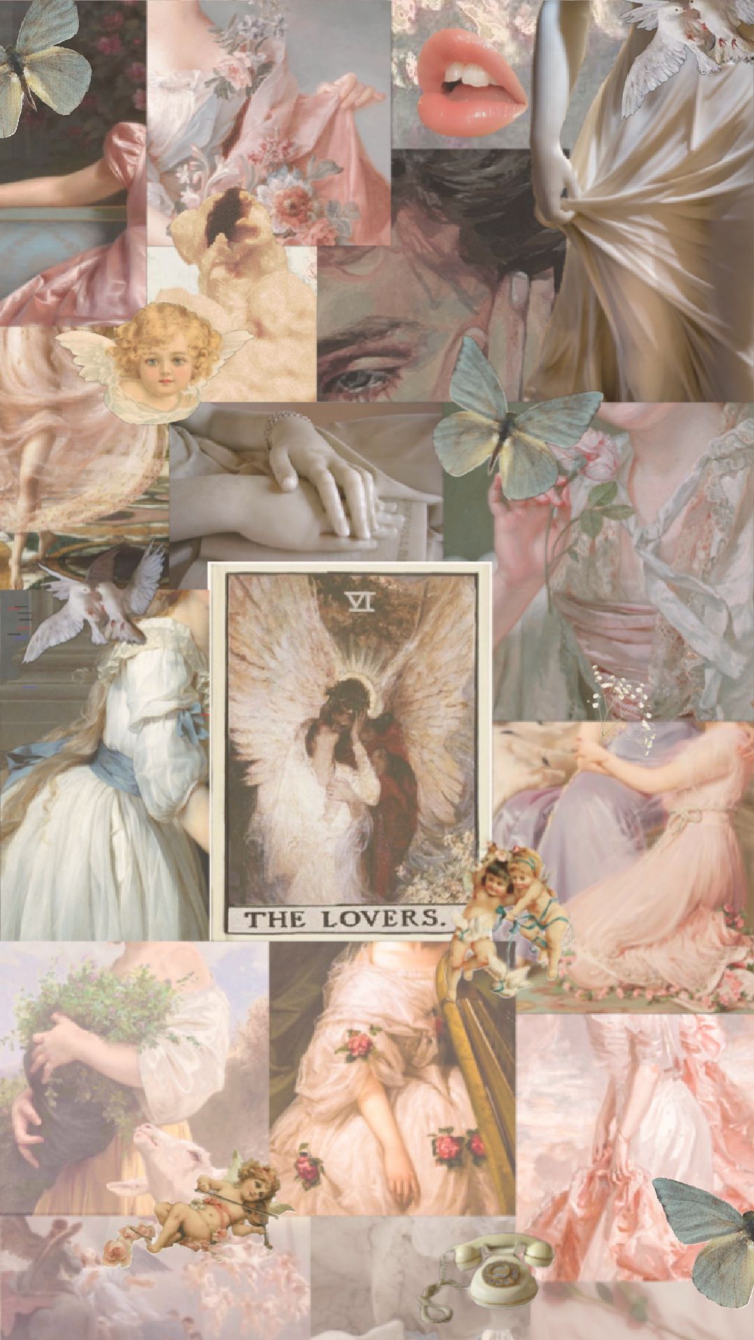 Aesthetic collage of art, tarot, and vintage fashion. - Angelcore
