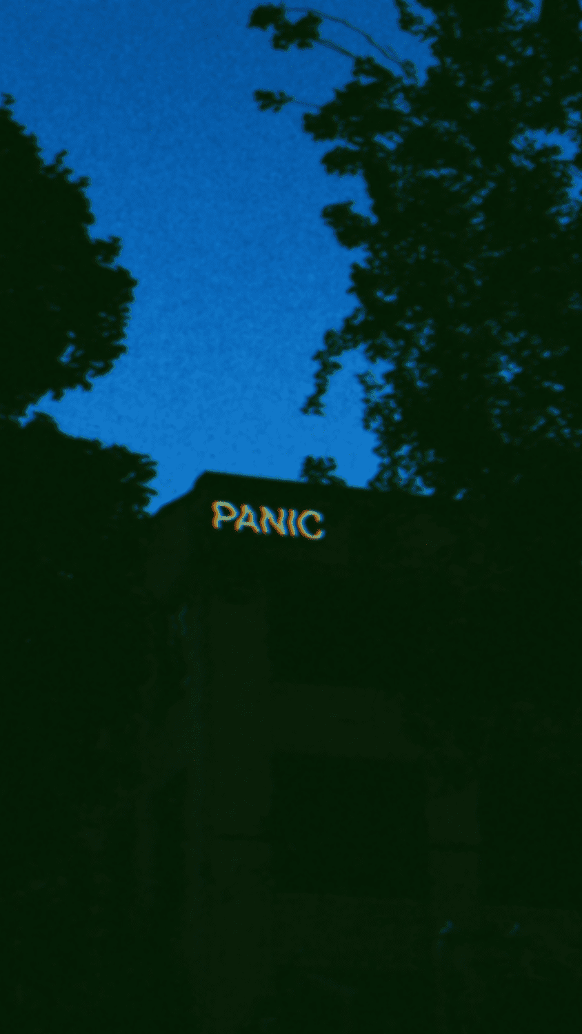 A building with the word panic written on it. - Cool