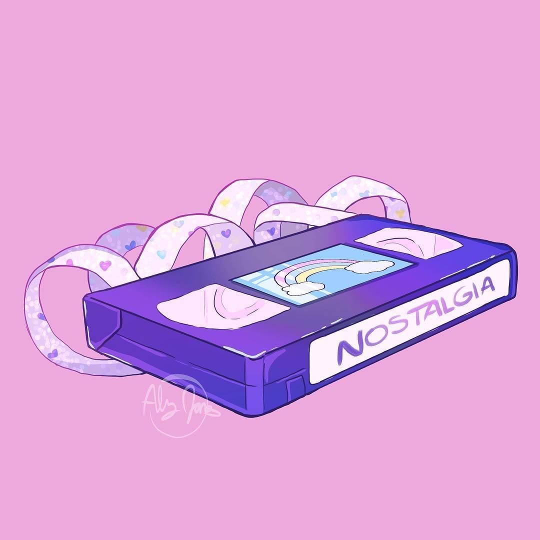 A purple vhs tape with ribbon and unicorn on it - VHS