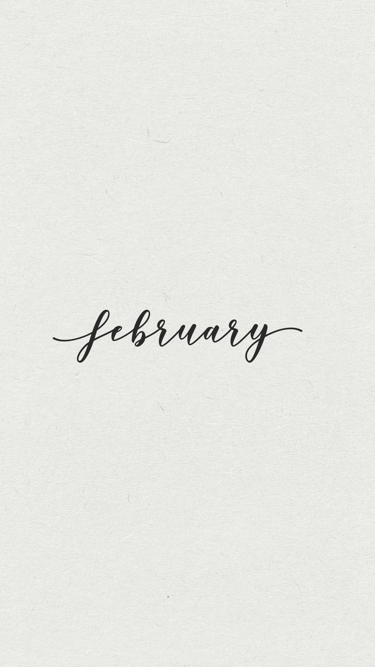 February phone background, script font, white background - Calligraphy, February