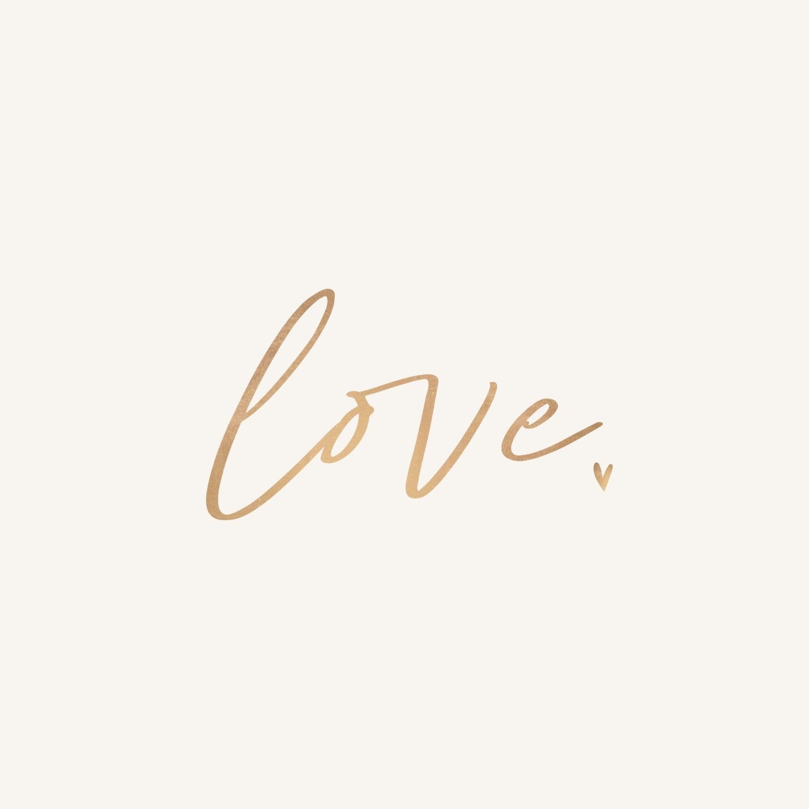 A gold foil love logo on white background - Calligraphy
