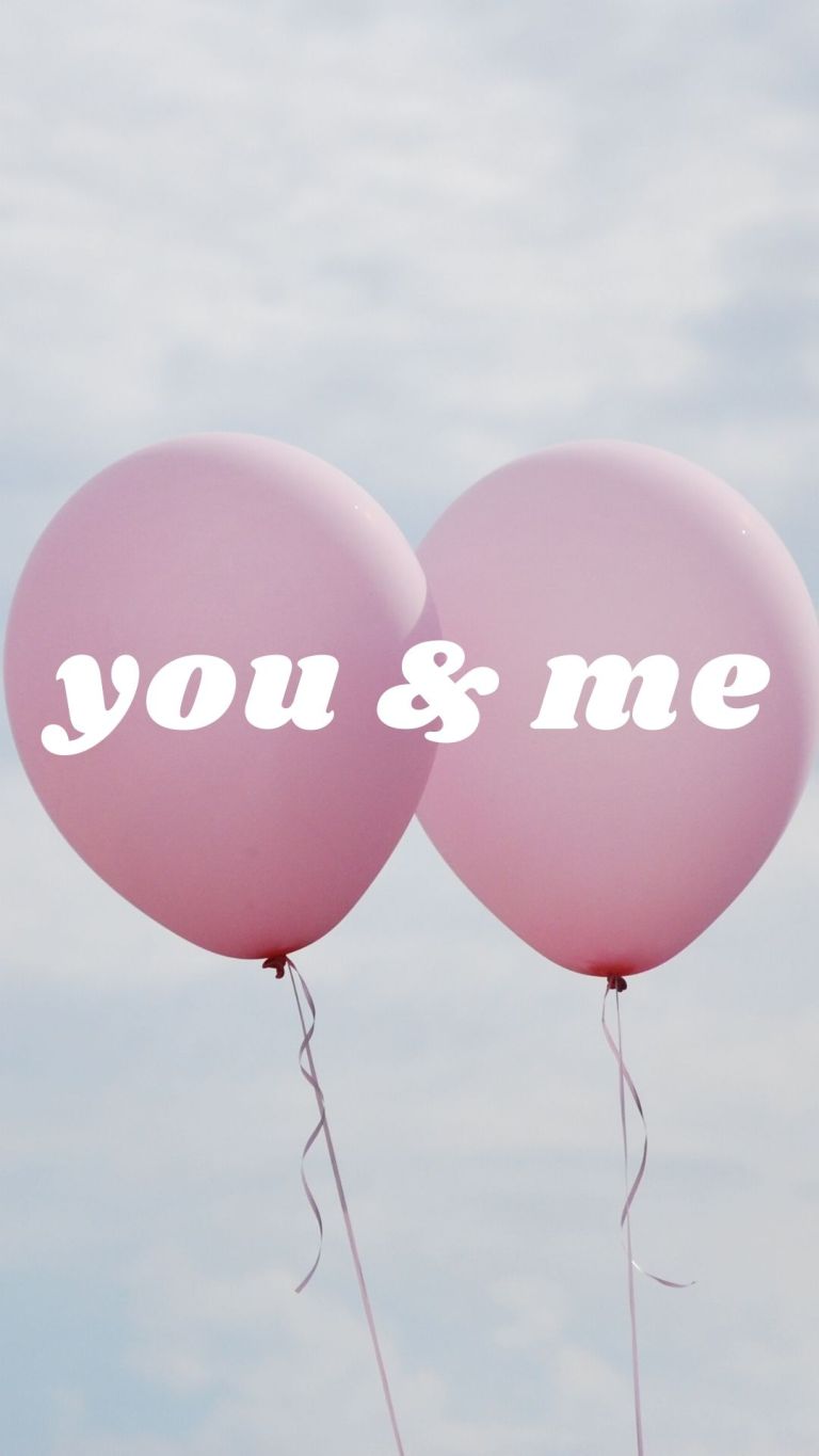 Two pink balloons with the words you and me - Balloons