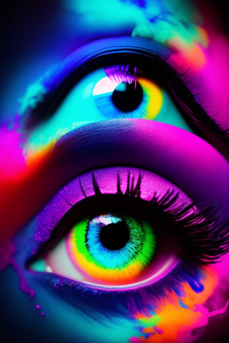A pair of eyes with a colorful make-up - Dark vaporwave
