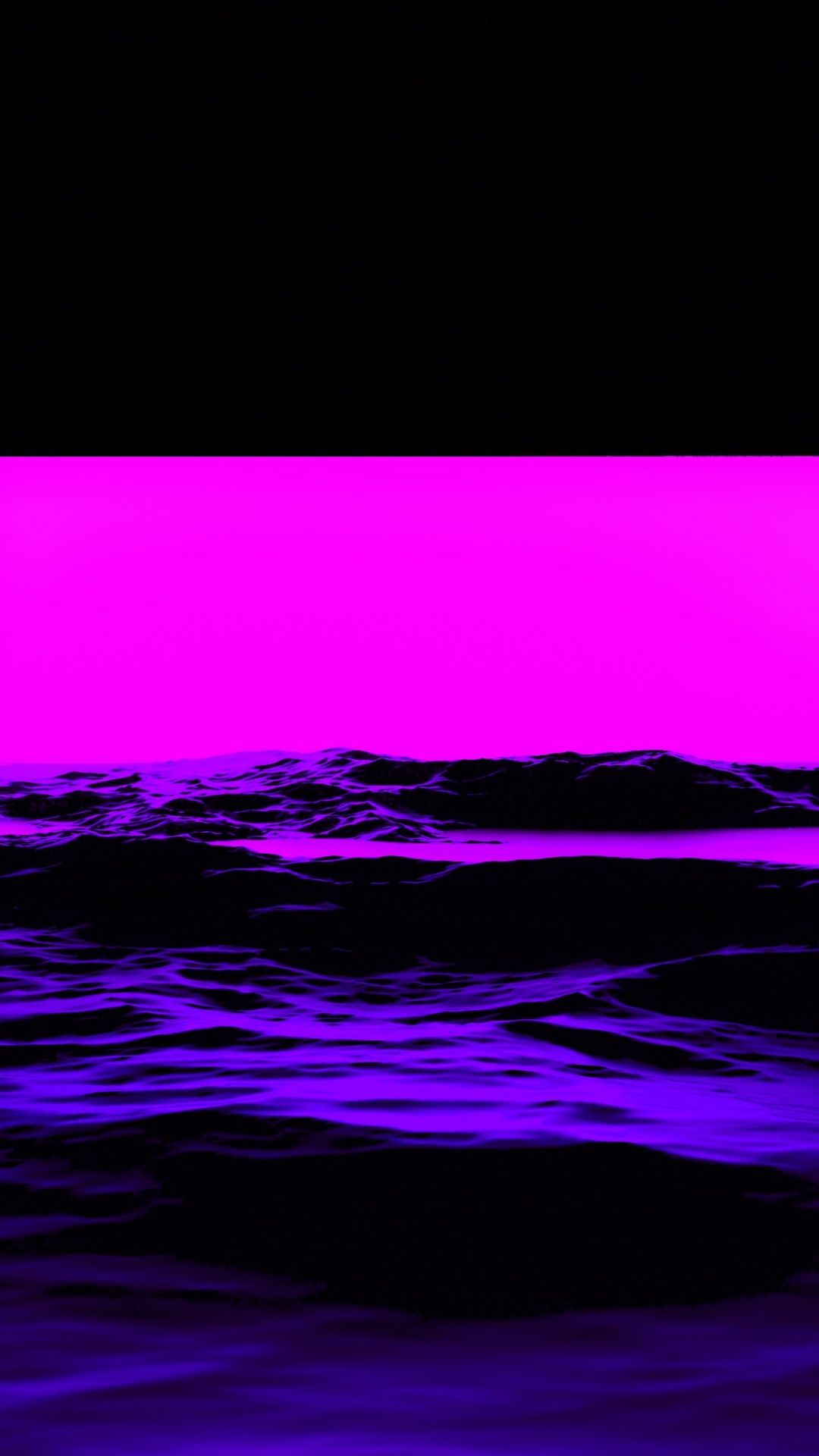 Pink Light Wallpaper 4K, Sea, Waves, 3D, Black Dark