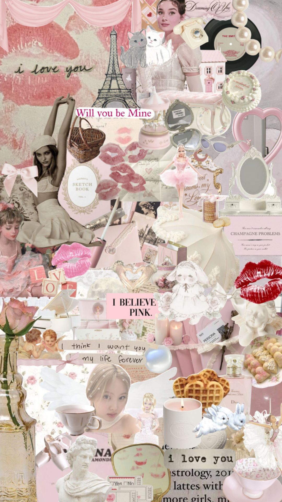 Aesthetic background for phone with pink and white themes - Coquette