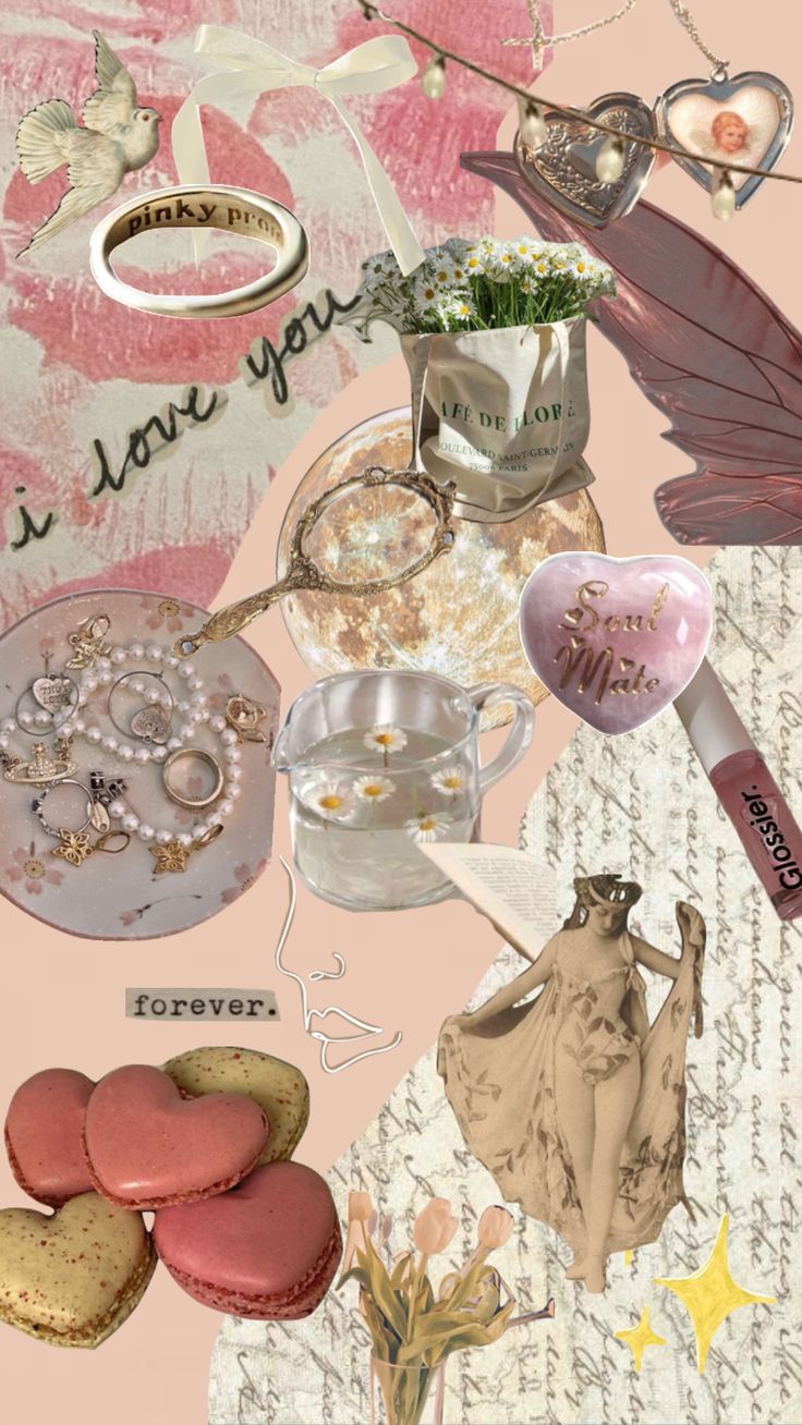 A collage of pictures with various items - Coquette