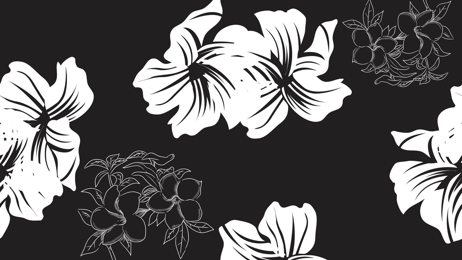 A black and white floral wallpaper - Coquette