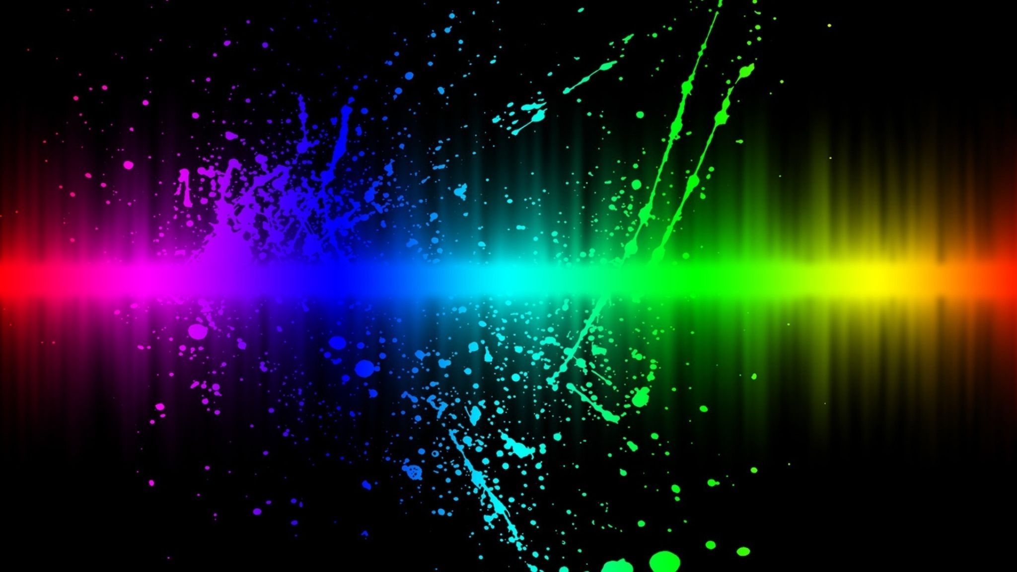 A colorful rainbow background with splashes of paint - 2048x1152