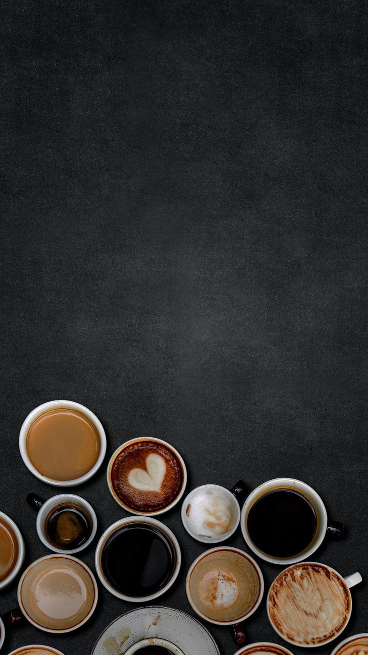 Download free illustration of Coffee cups on a black textured wallpaper about aesthetic, android wallpap. Coffee shop photography, Coffee image, Coffee wallpaper
