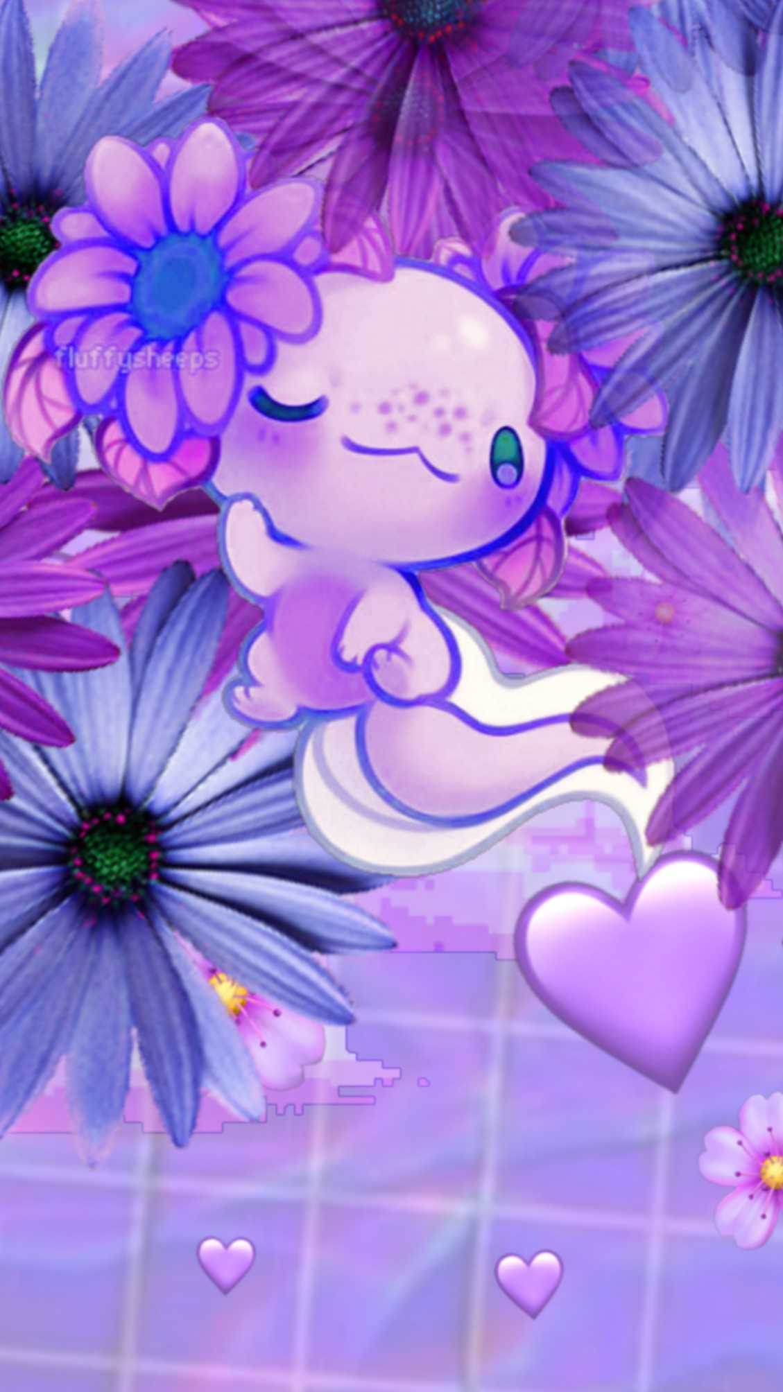 Wallpaper for phone with a picture of a purple axew - Axolotl